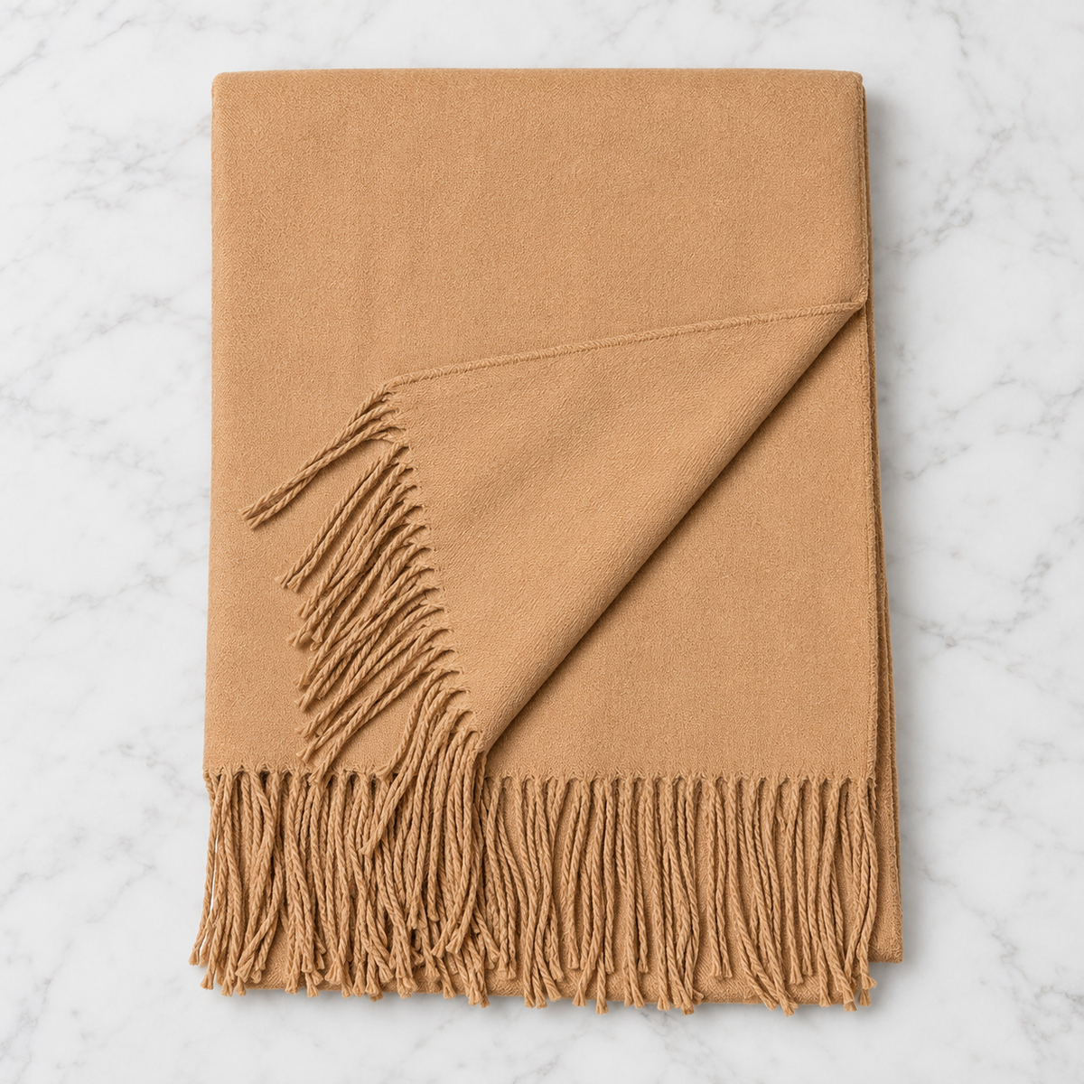 Cashmere Feel Pashmina Camel & Ivory 14 PCS