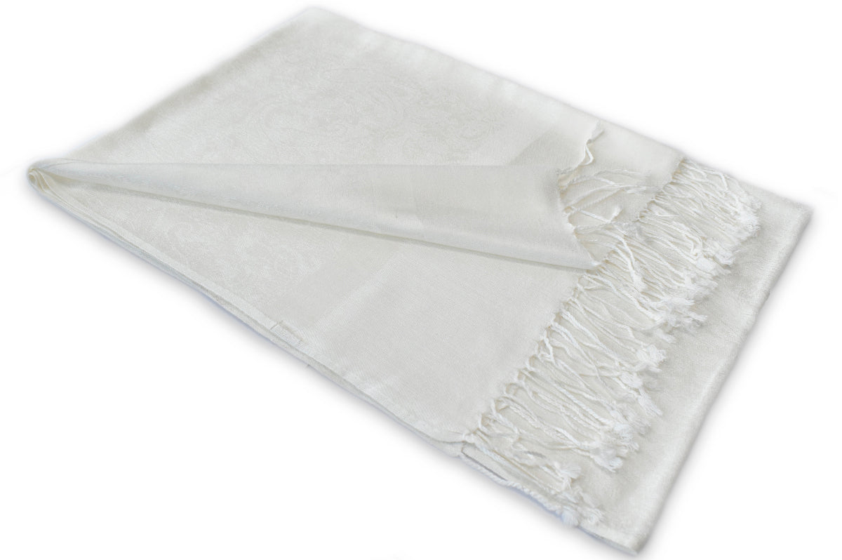 Ivory Paisley Pashmina Scarf
