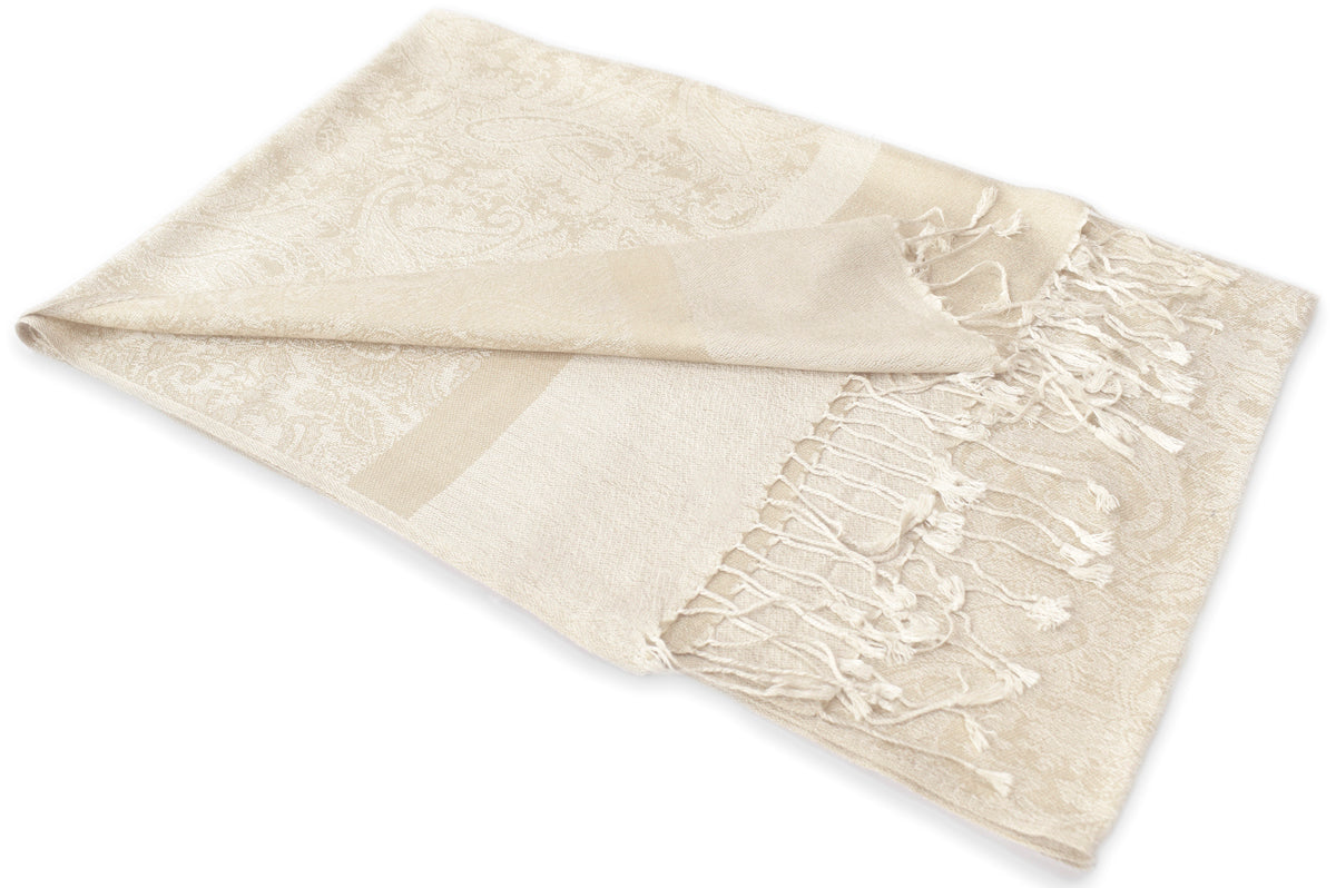 Soft Champagne Paisley Pashmina Scarf