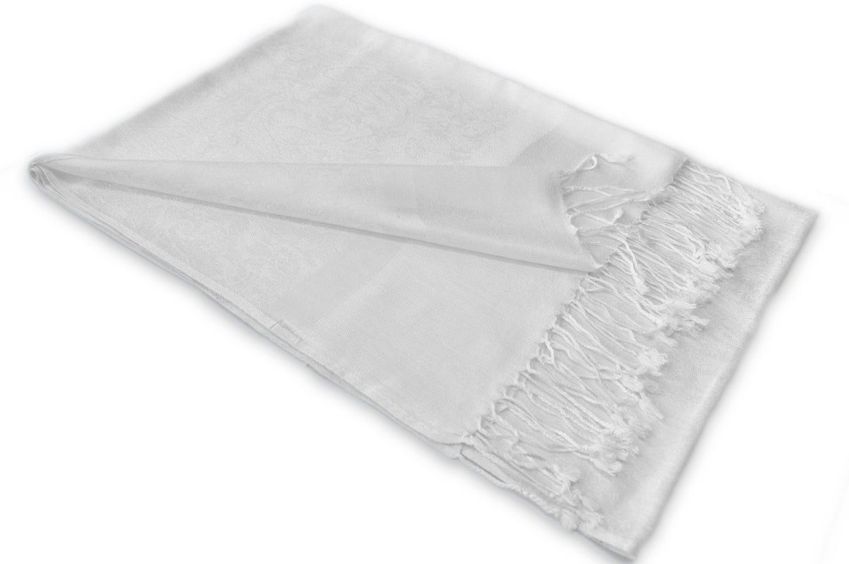 White Paisley Pashmina Scarf