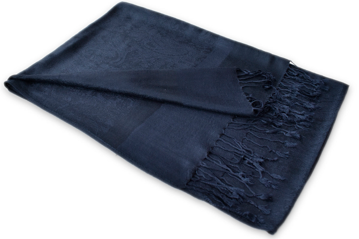 Navy Paisley Pashmina Scarf