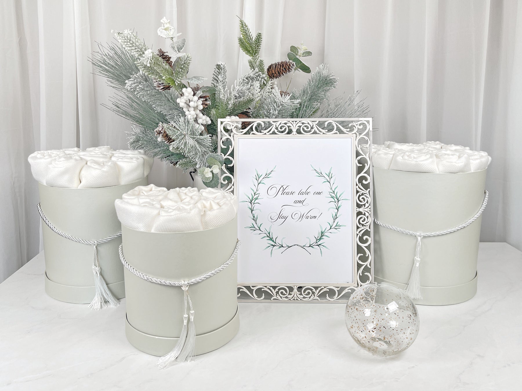 30 Ivory Pashmina Bundle Balsam Round La Fleur - Wedding Favors, Bridal Shower, Bridesmaid Gift