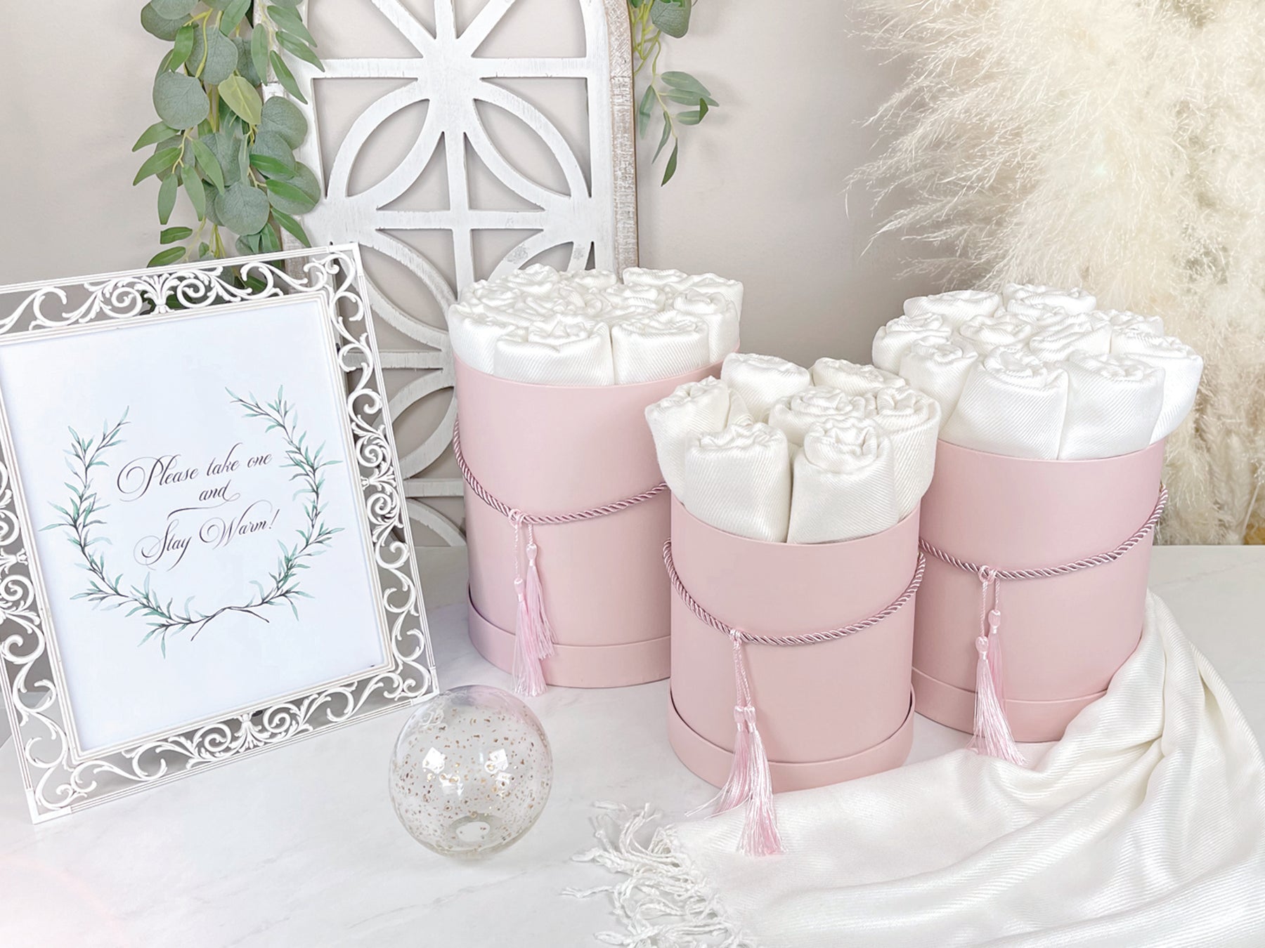 30 Ivory Pashmina La Fleur Bundle - Wedding Favors, Bridal Shower, Bridesmaid Gift