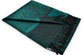 Teal Black Paisley Pashmina Scarf