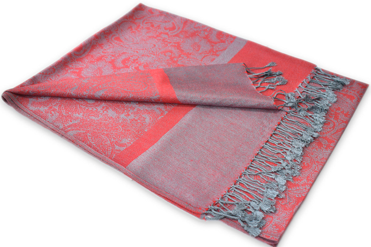 Watermelon Stone Blue Paisley Pashmina Scarf