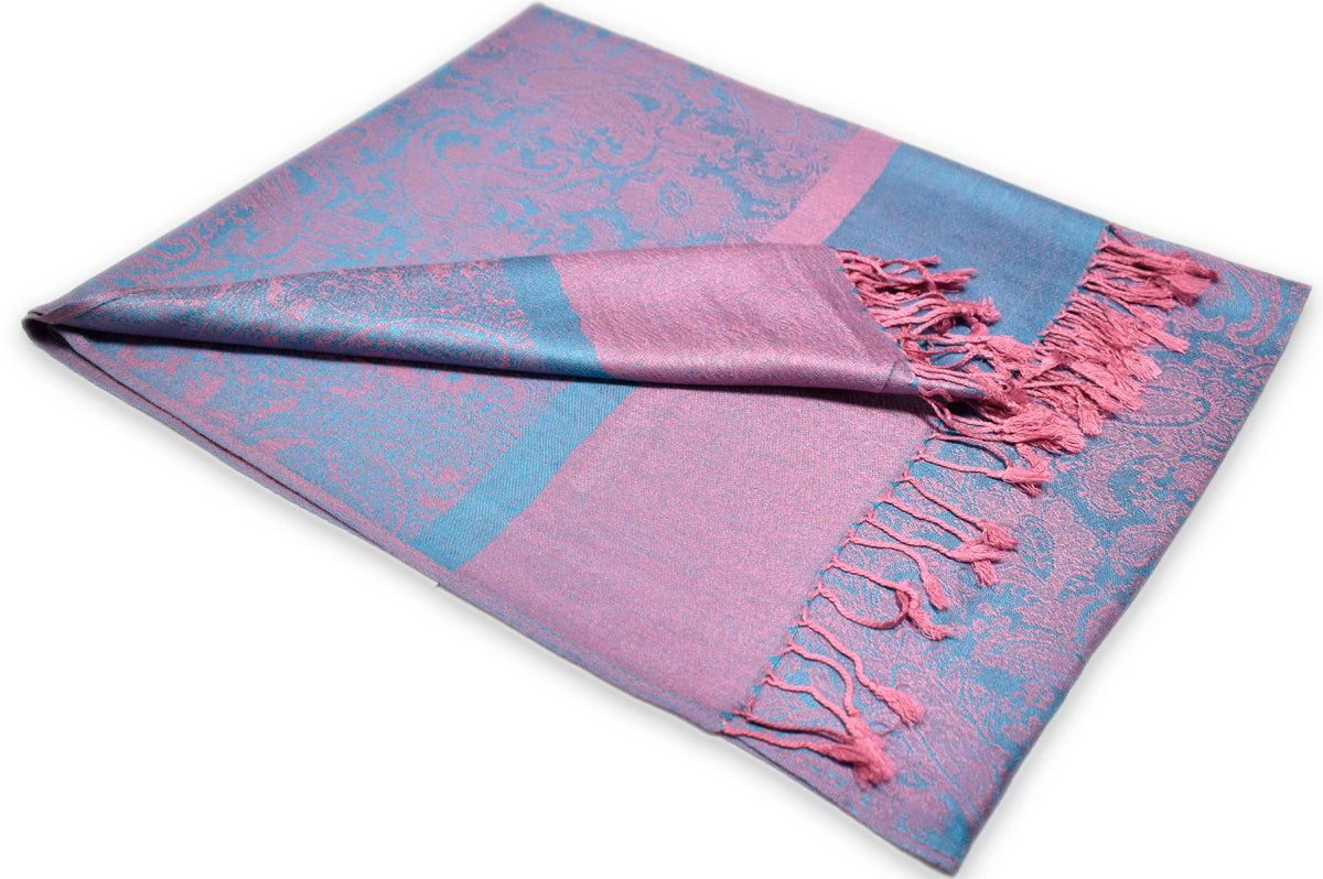 Sky Coral Paisley Pashmina Scarf