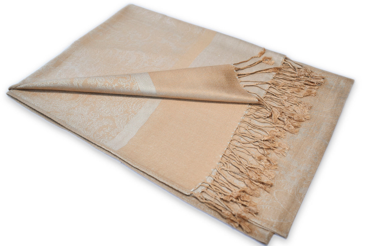 Champagne Gold Paisley Pashmina Scarf
