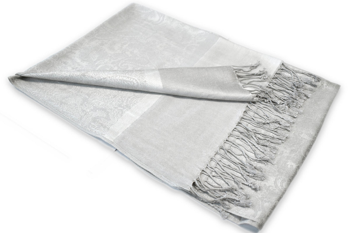 Silver Paisley Pashmina Scarf