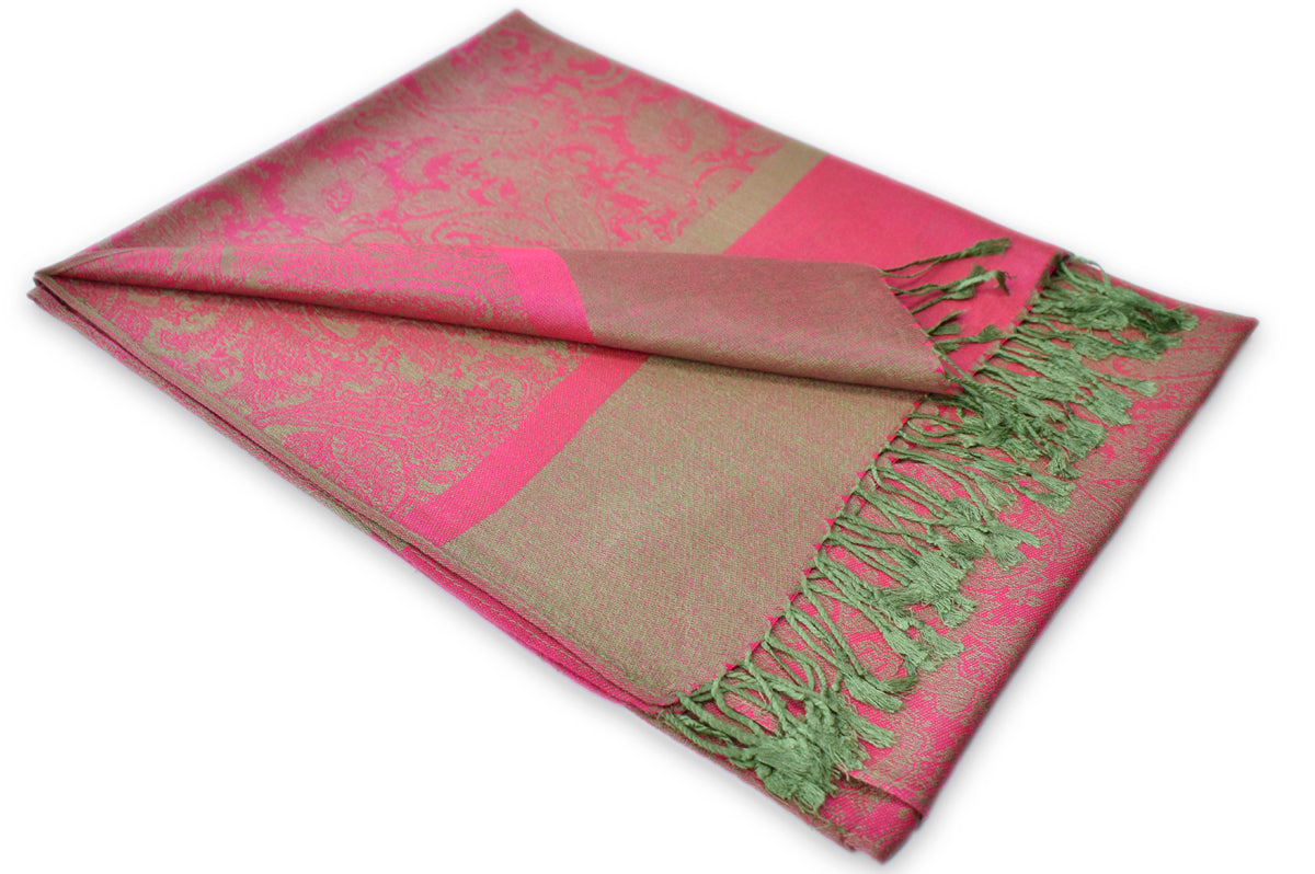 Fuscia Basil Paisley Pashmina Scarf