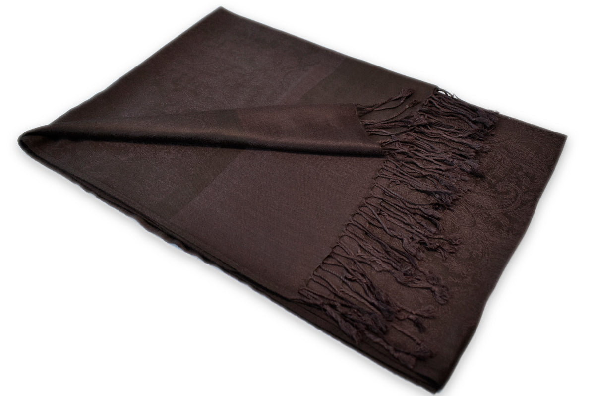 Mocha Brown Paisley Pashmina Scarf