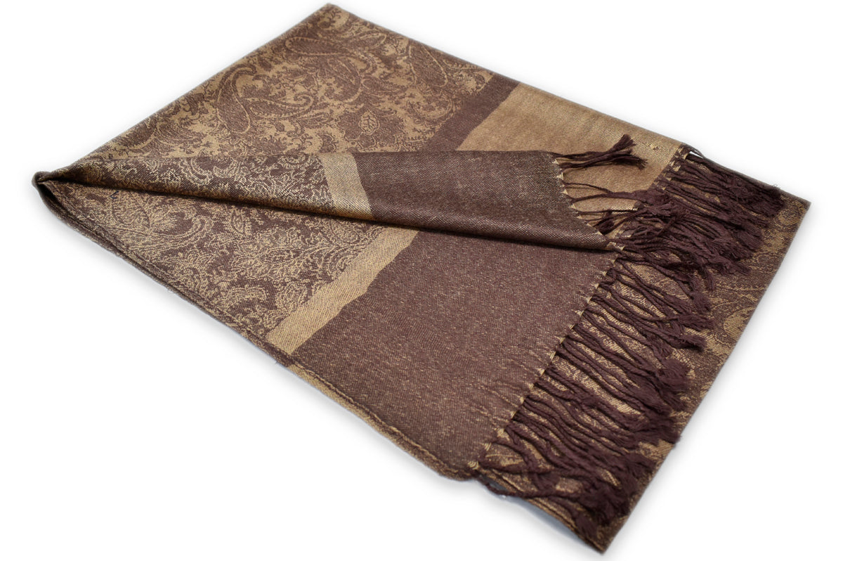 Coffee Brown Paisley Pashmina Scarf