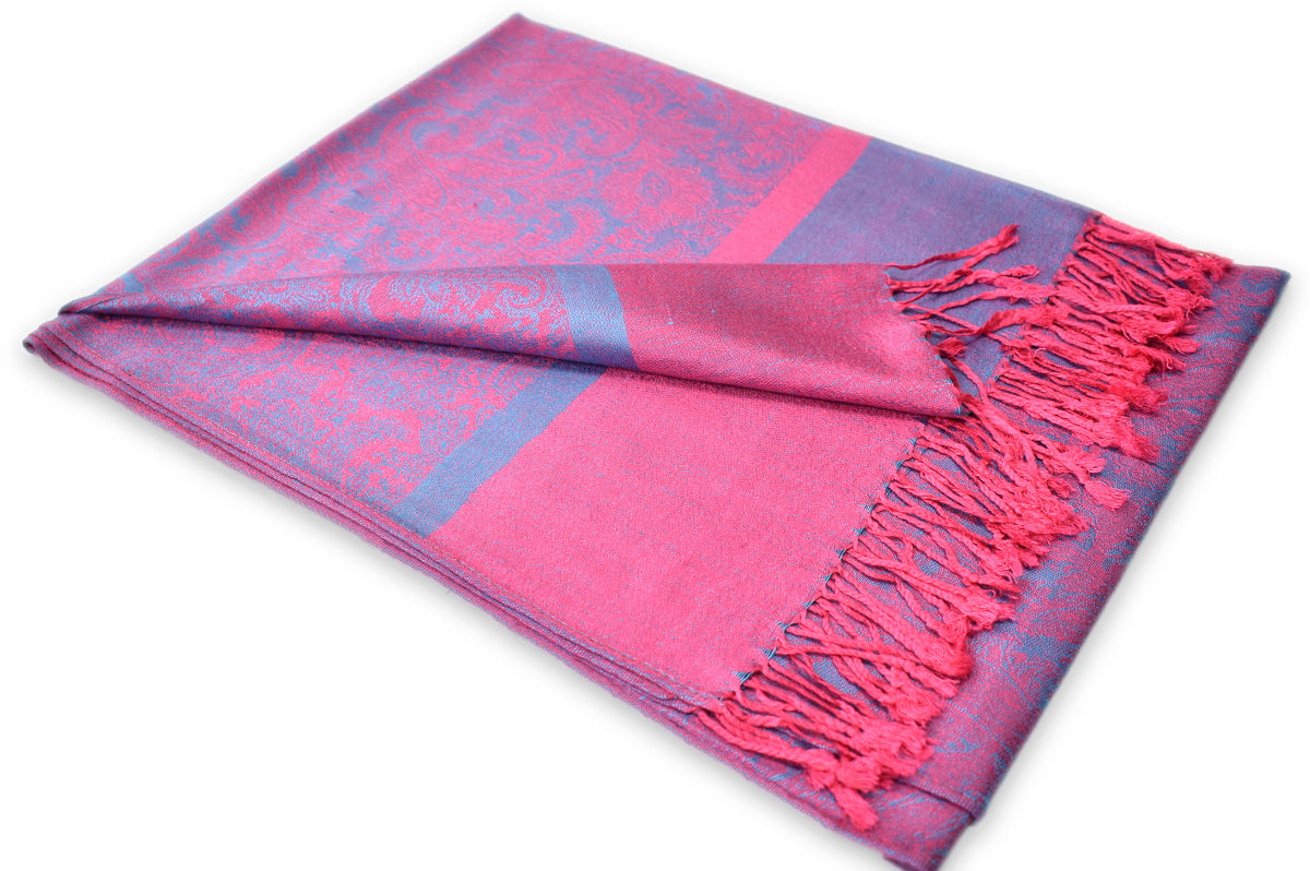 Fuscia Sky Paisley Pashmina Scarf