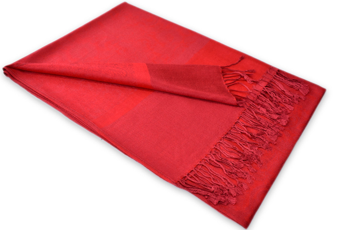 Red  Burgundy Paisley Pashmina Scarf