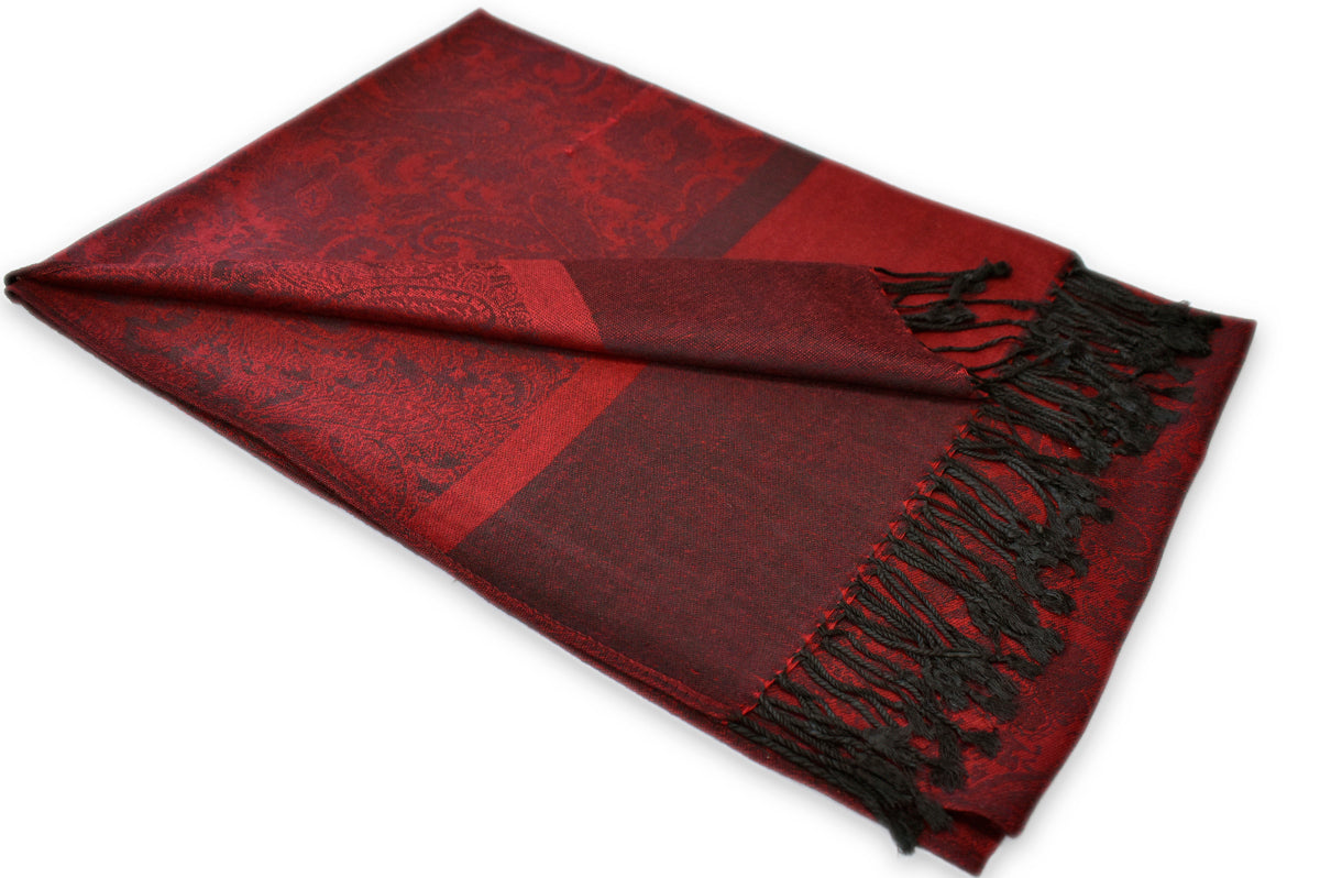Crimson Black Paisley Pashmina Scarf