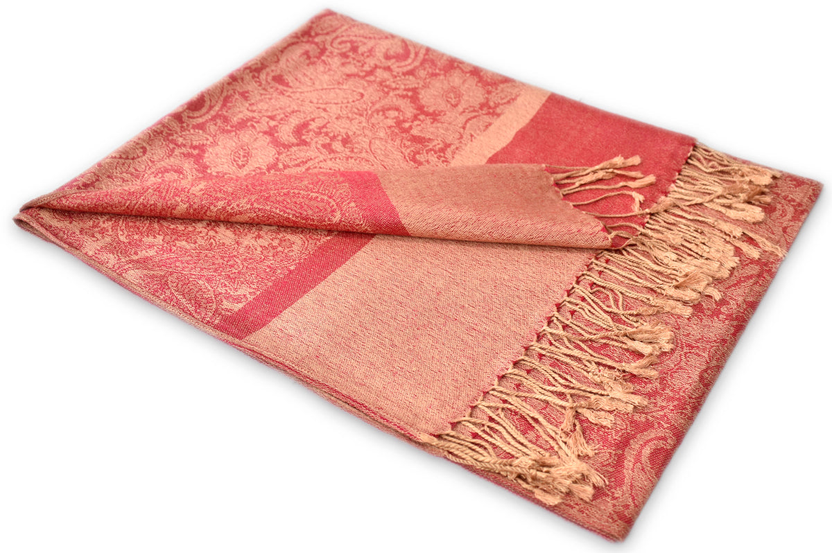 Watermelon Champagne Paisley Pashmina Scarf