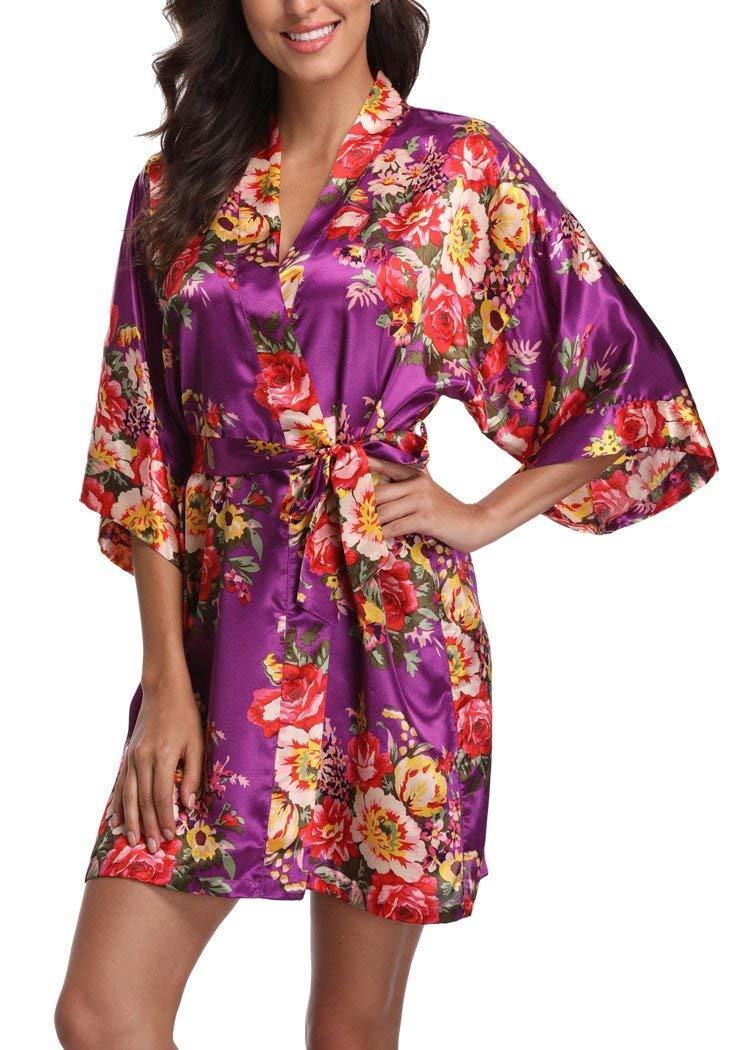 Purple Baroque Floral Robe - Reception Flip Flops