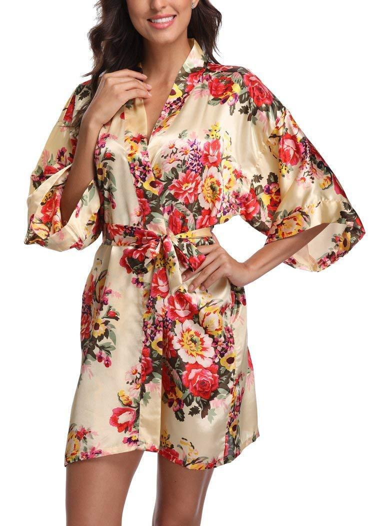 Champagne Baroque Floral Robe - Reception Flip Flops