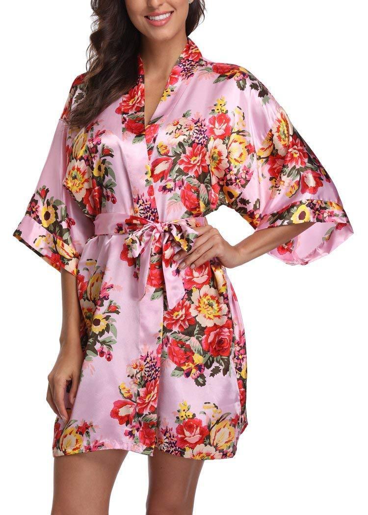 Pink Baroque Floral Robe - Reception Flip Flops