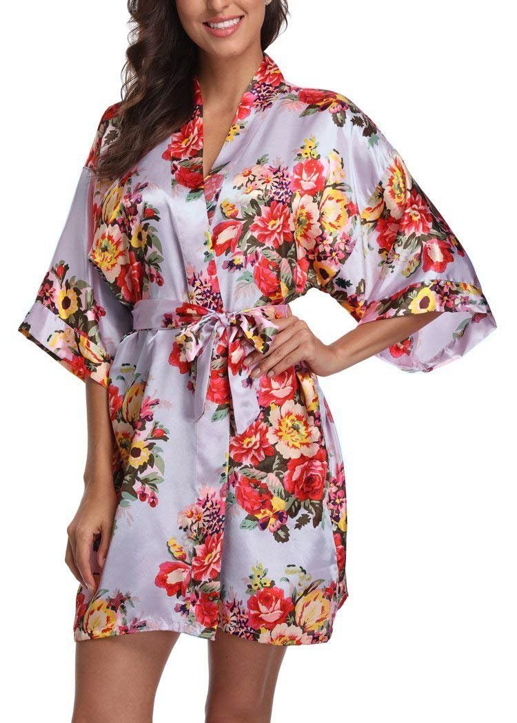 Lavender Baroque Floral Robe - Reception Flip Flops