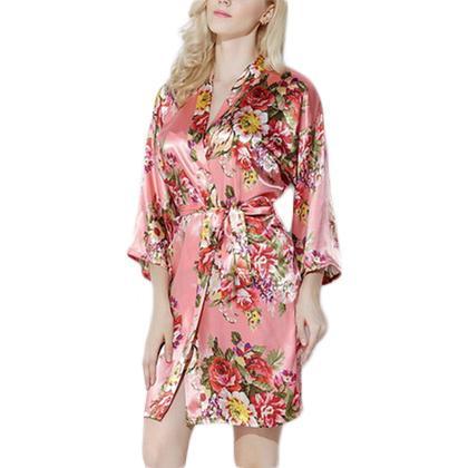 Coral Baroque Floral Robe - Reception Flip Flops