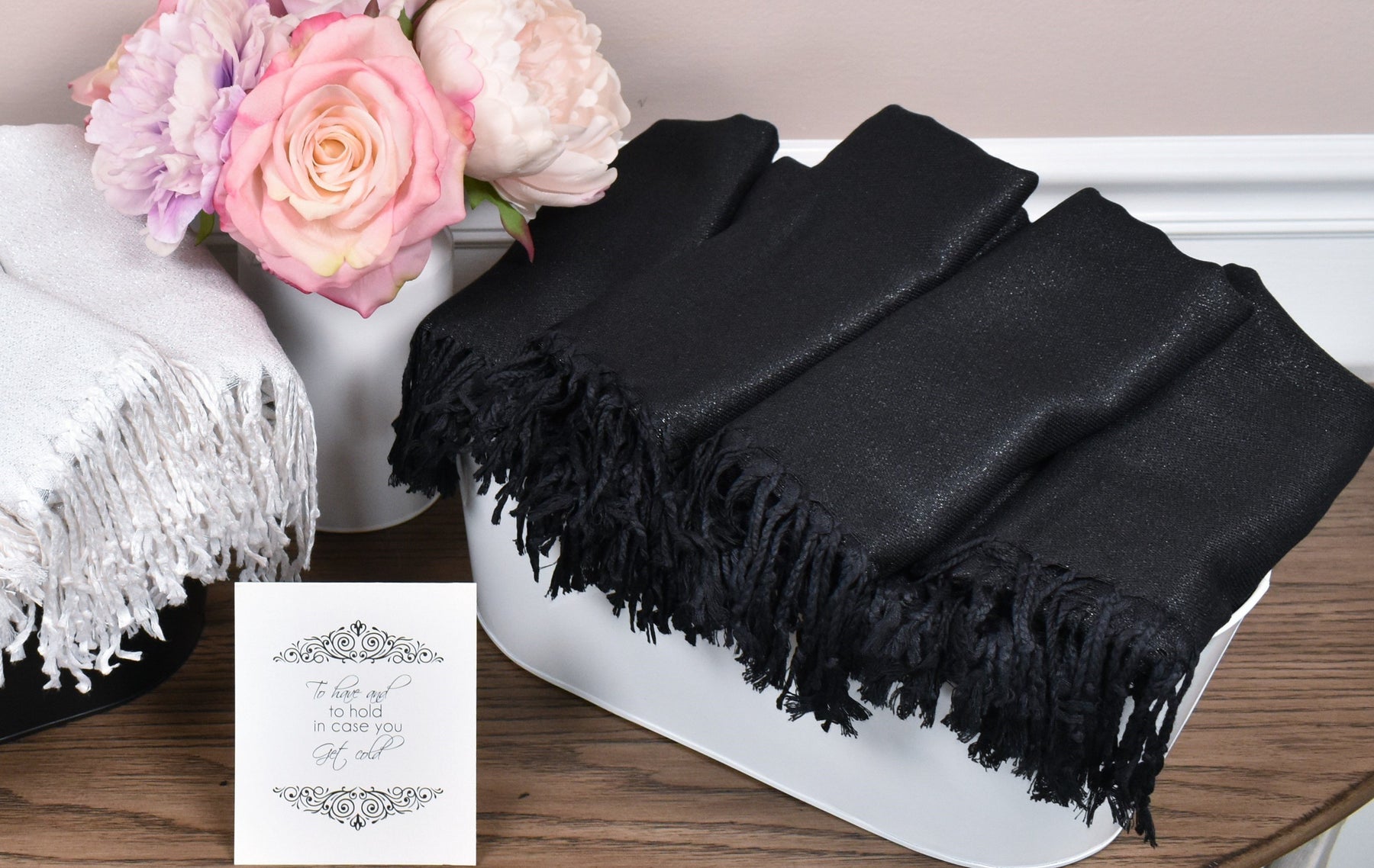 Black Metallic Pashmina Scarf