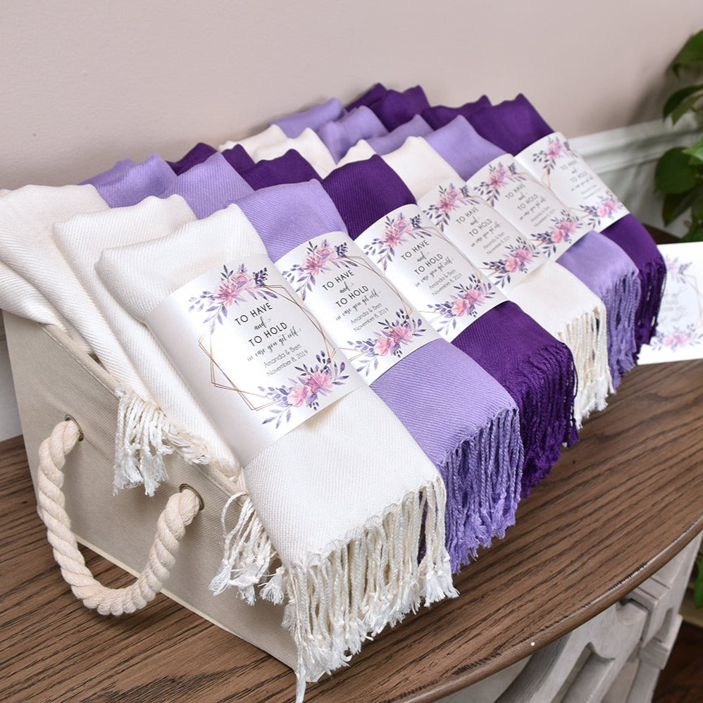 Purple Dhalia 30 Pashmina Shawls & Bands - Wedding Favors, Bridal Shower, Bridesmaid Gift