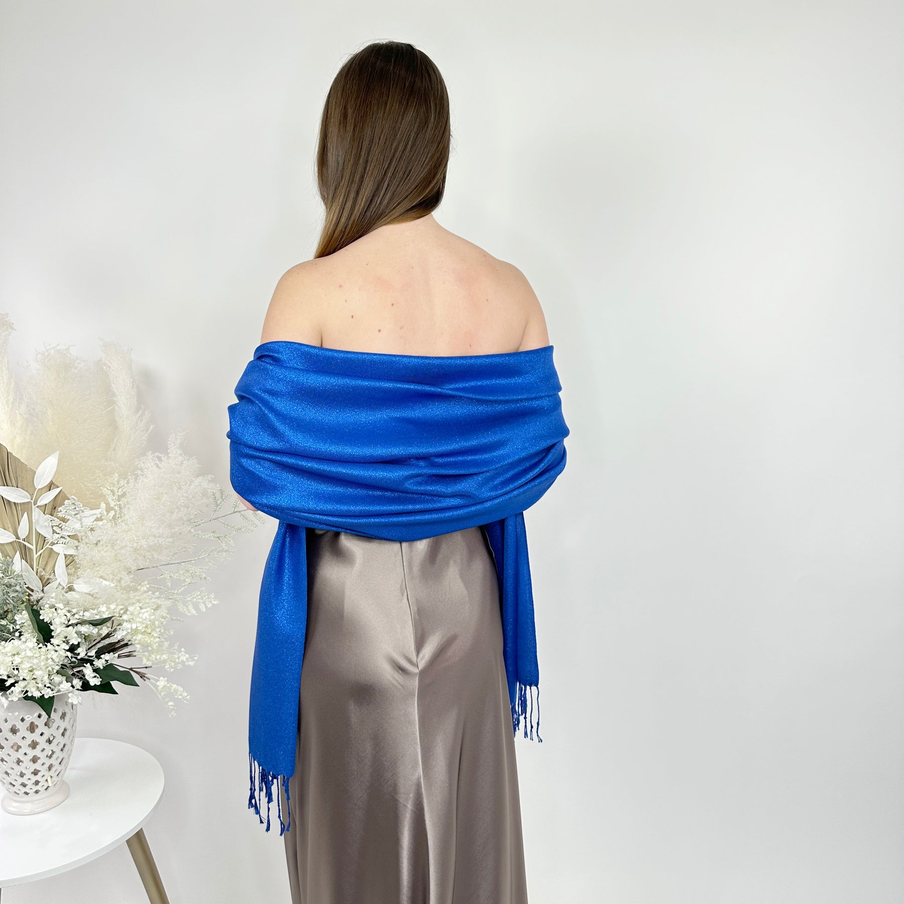 Royal Blue Metallic Pashmina Scarf