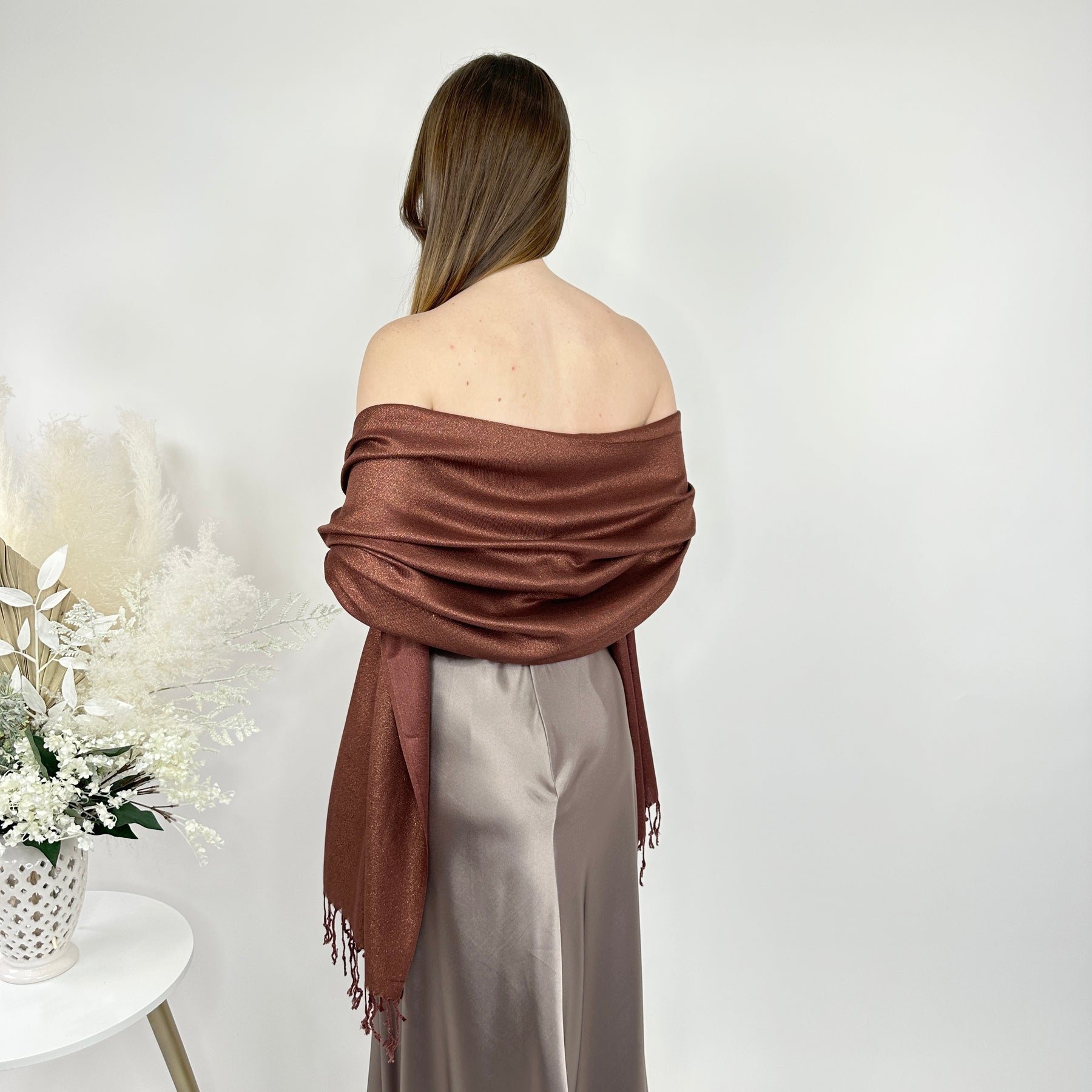 Copper Metallic Pashmina Scarf