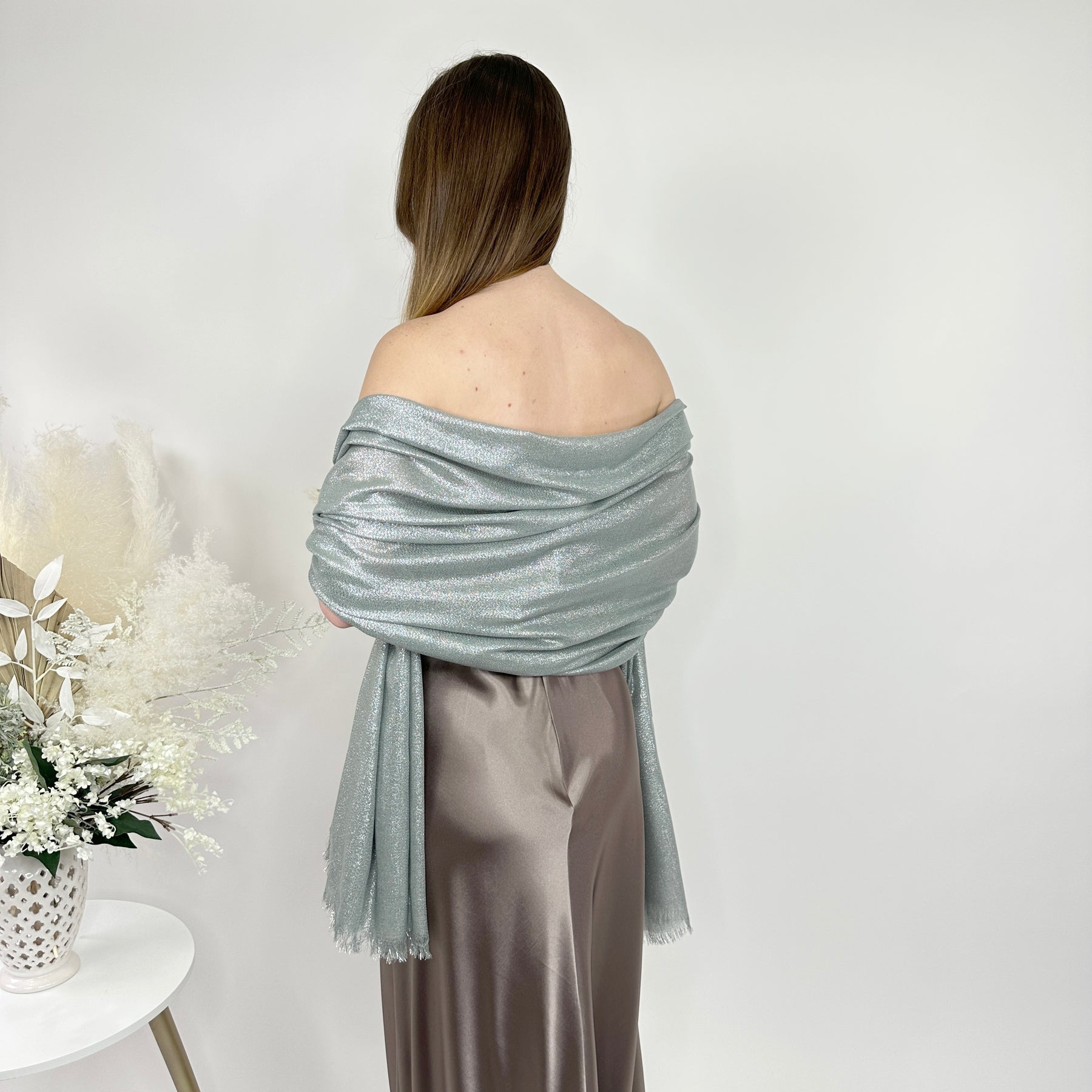 Silver Metallic Luxury Shawl