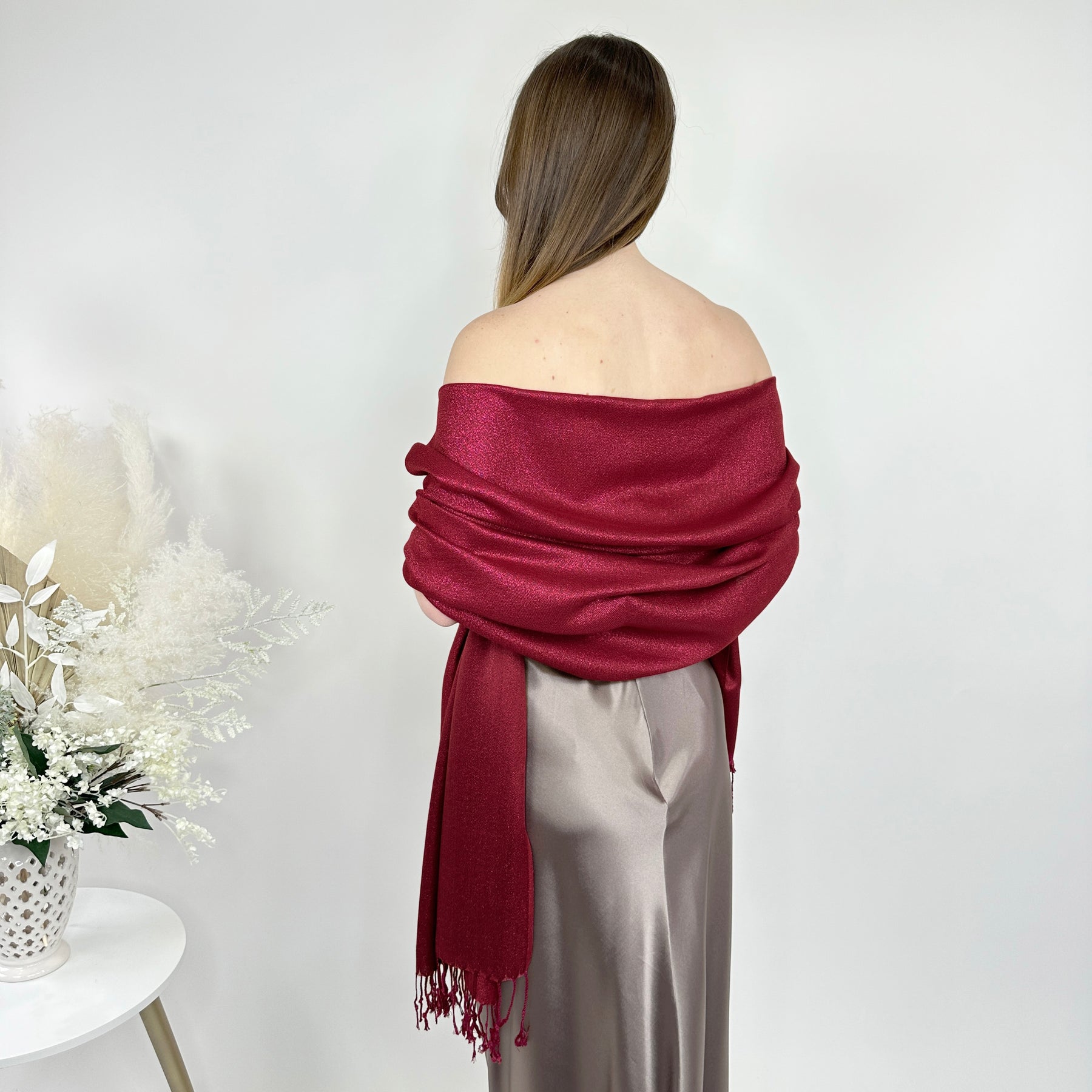 Ruby Metallic Pashmina Scarf