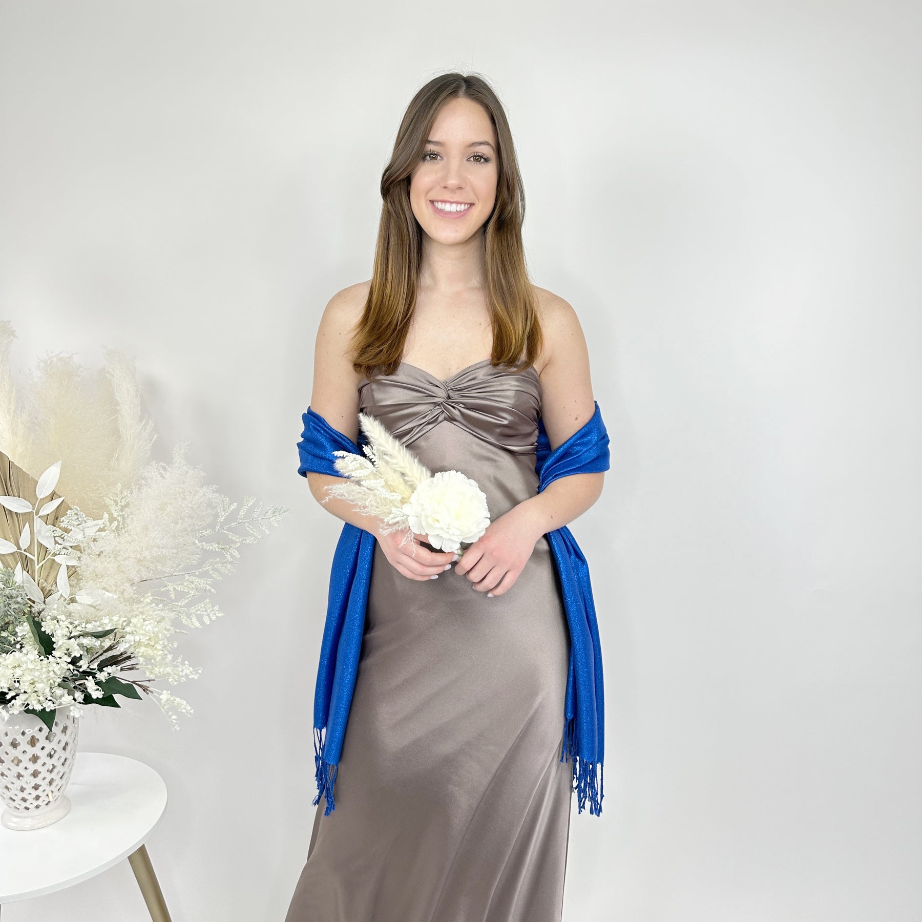 Royal Blue Metallic Pashmina Scarf