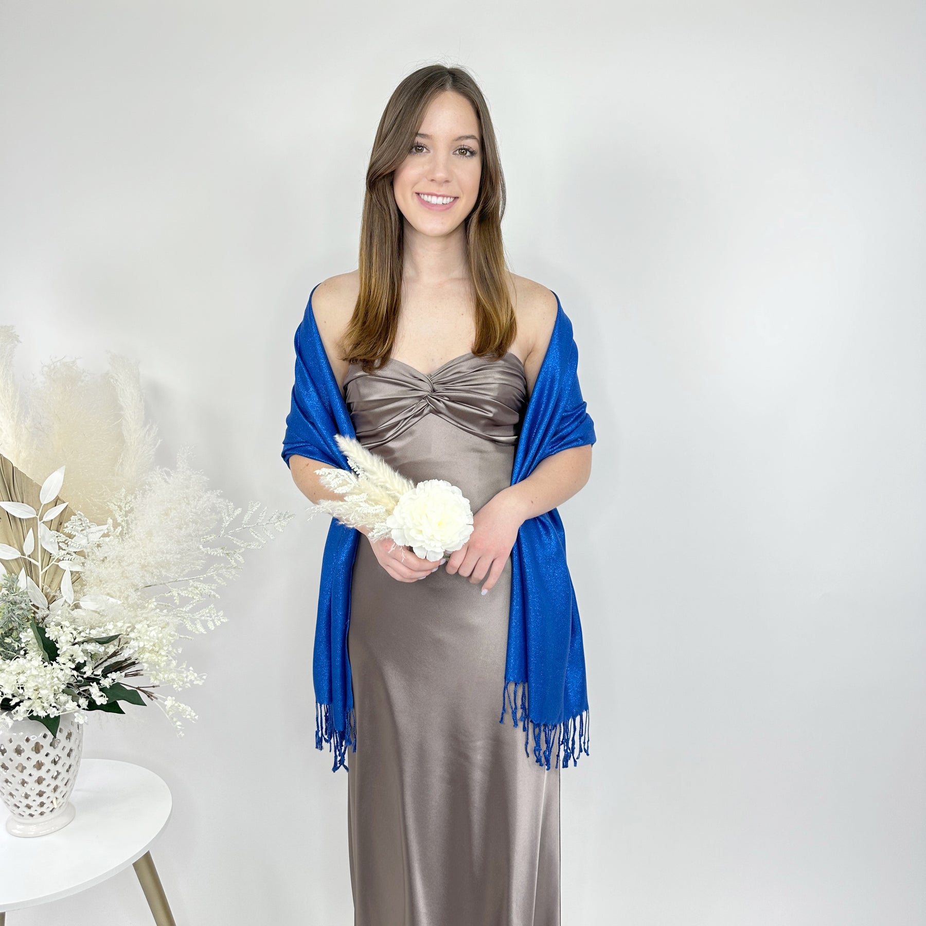 Royal Blue Metallic Pashmina Scarf