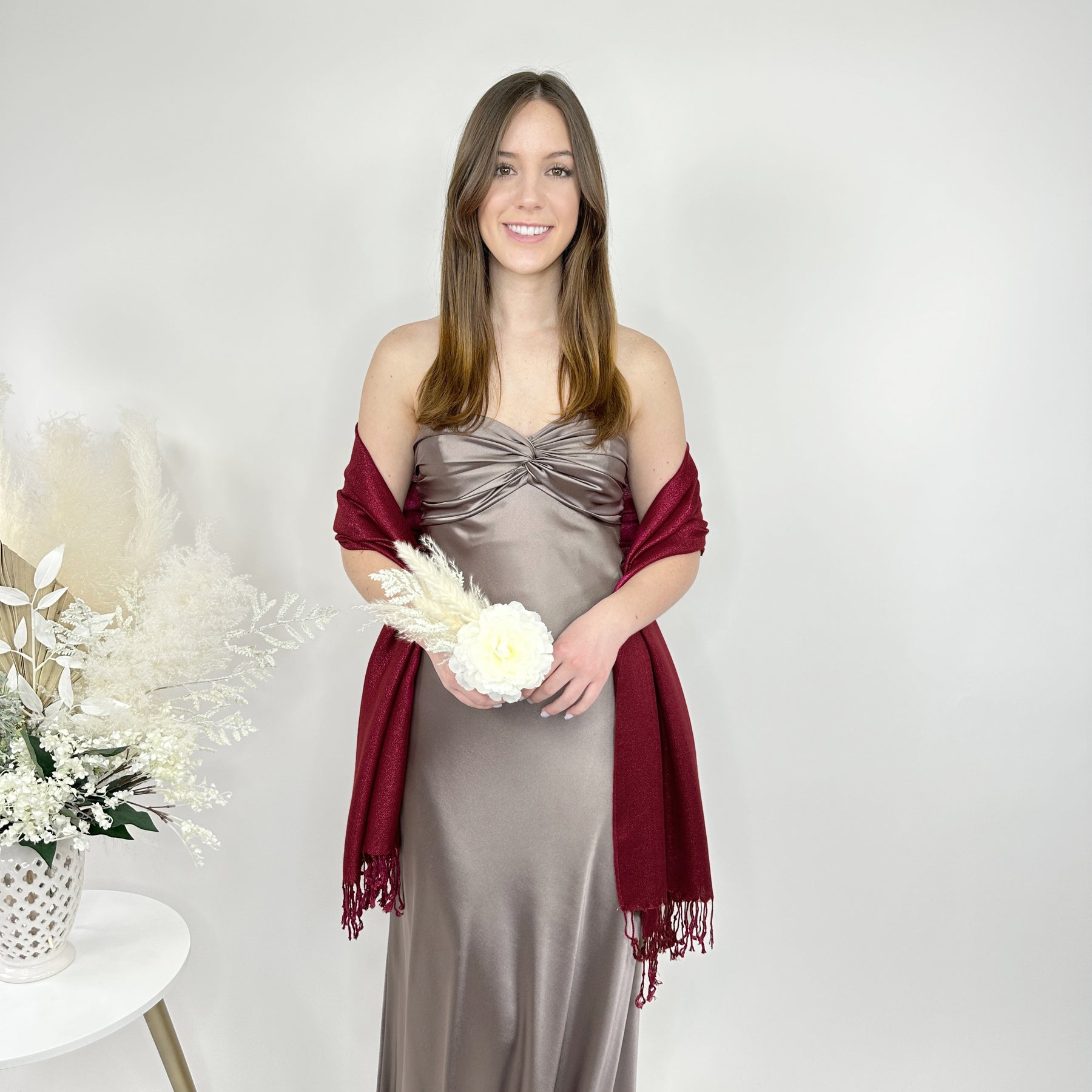 Ruby Metallic Pashmina Scarf
