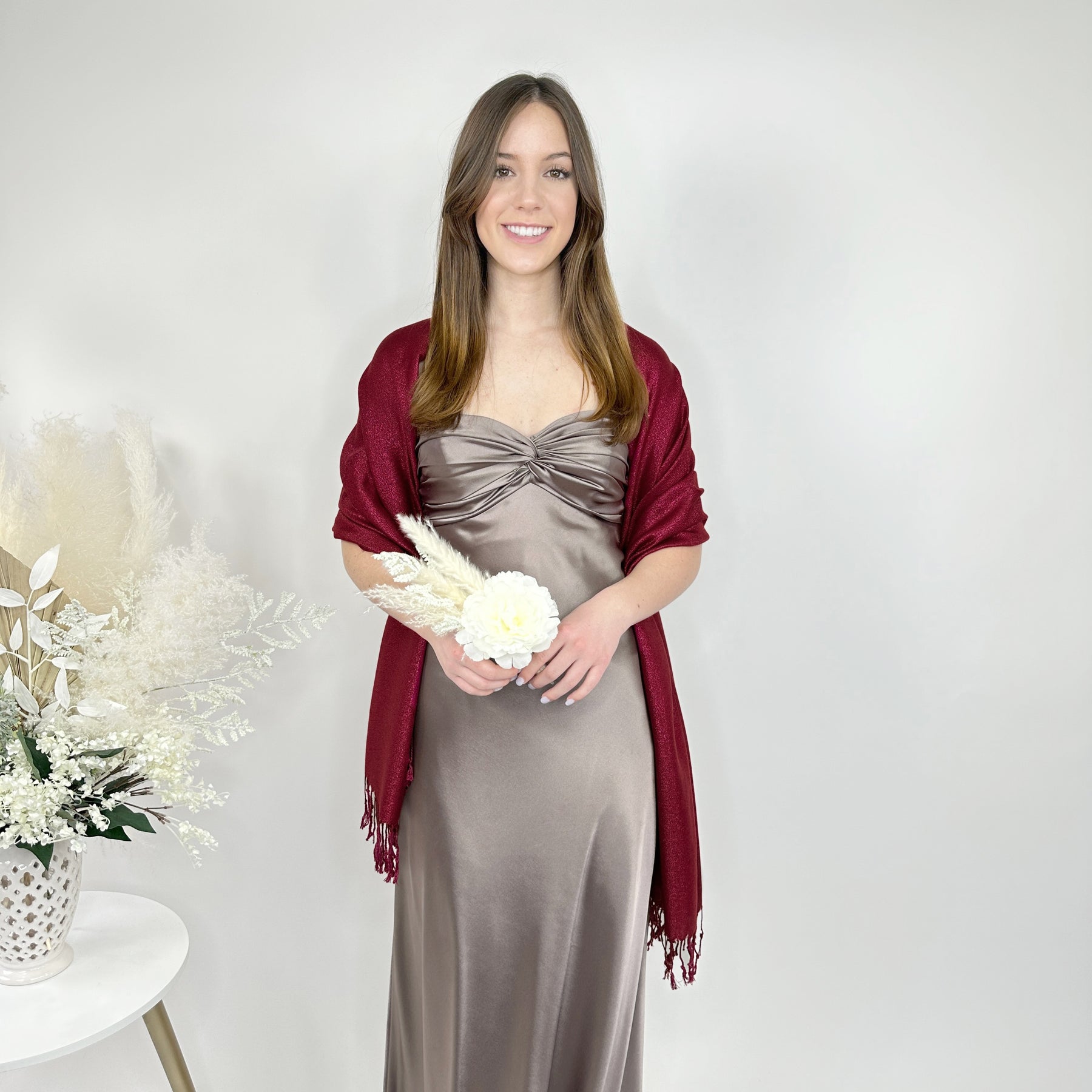 Ruby Metallic Pashmina Scarf