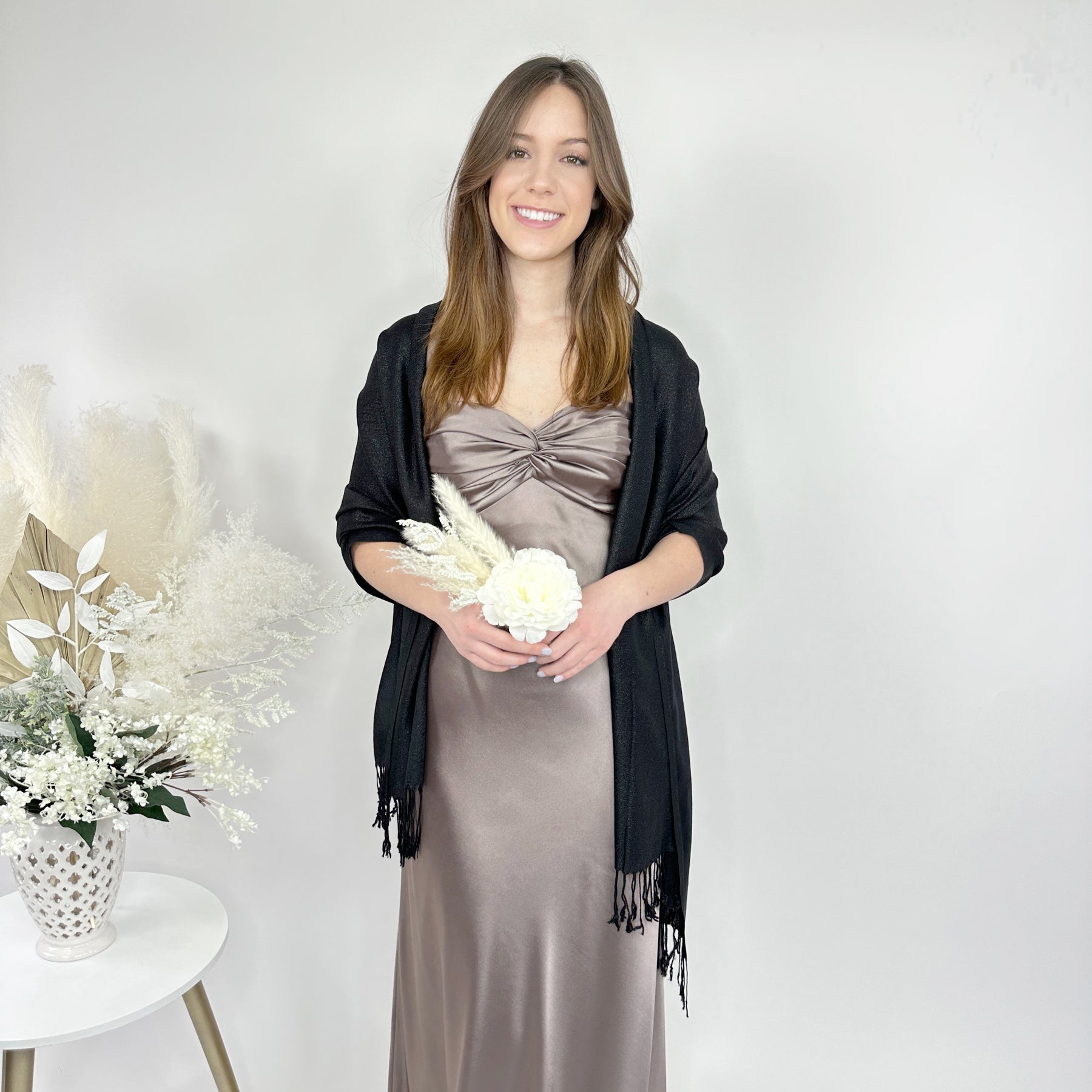 Black Metallic Pashmina Scarf