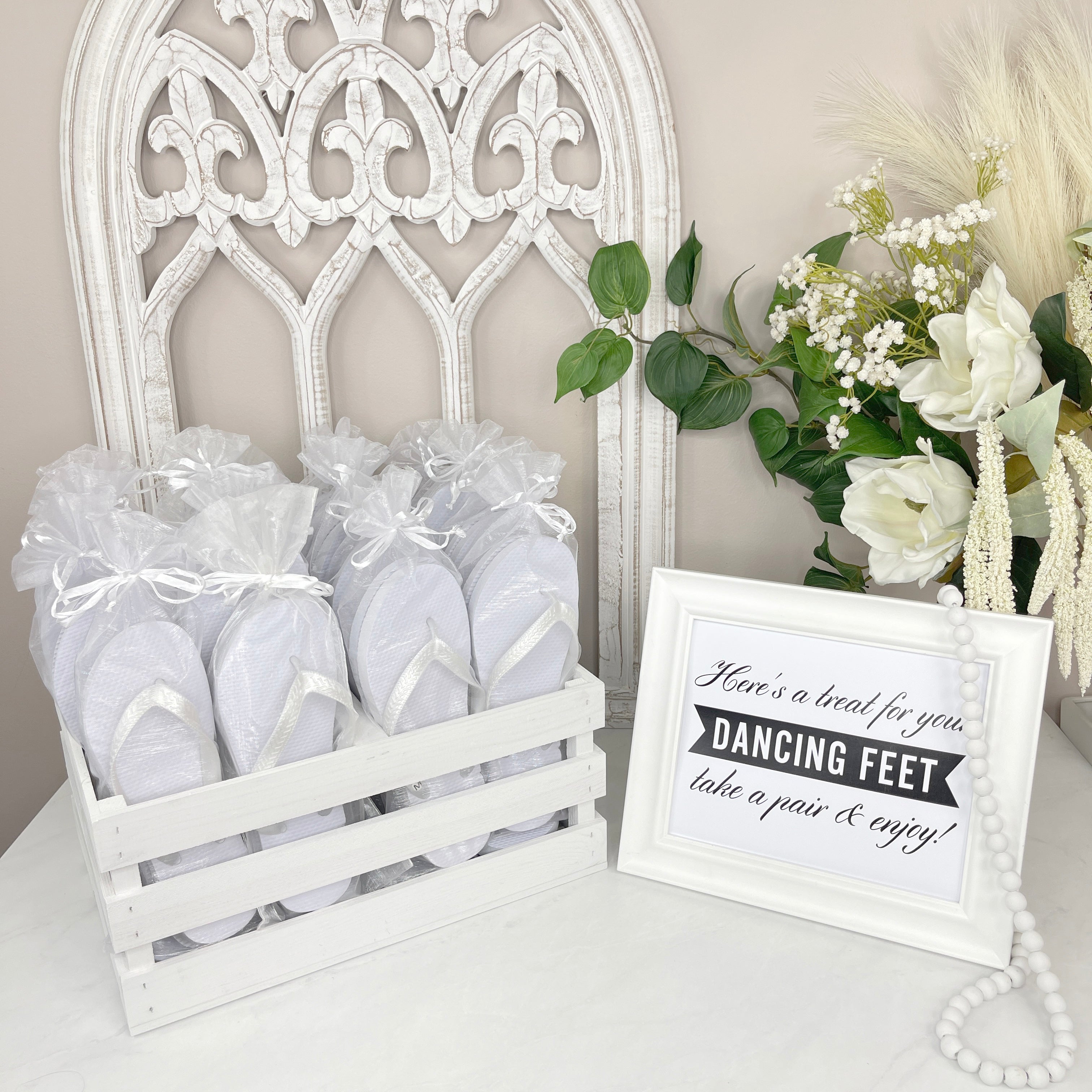 Handle Crate Bulk Flip Flops & Organza Bags Bundle (20 Pairs)