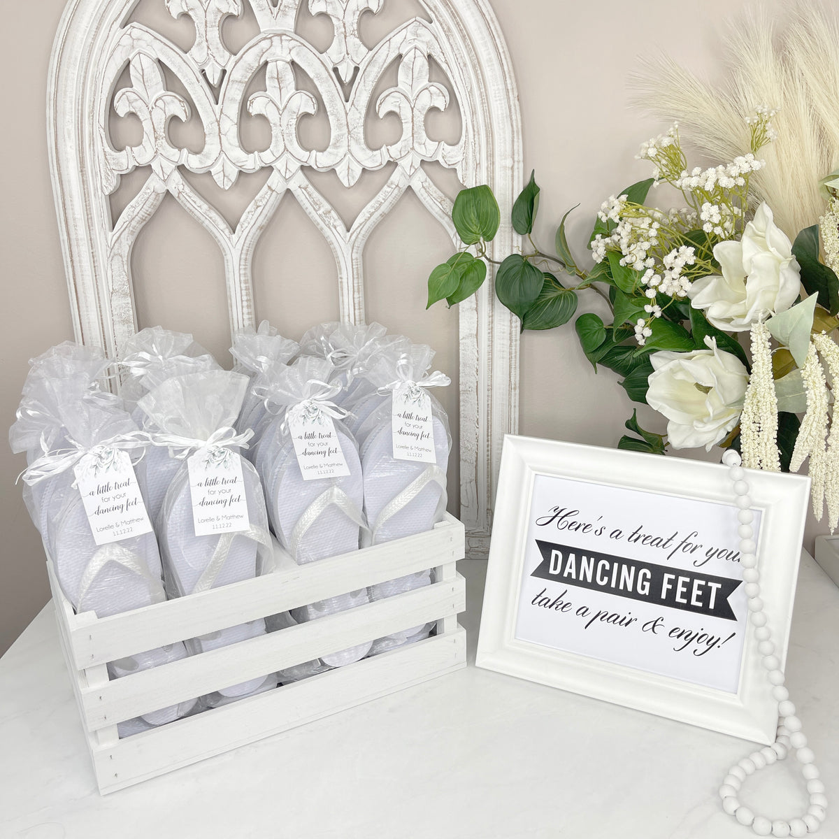 Handle Crate Bulk Flip Flops & Organza Bags Bundle (20 Pairs)
