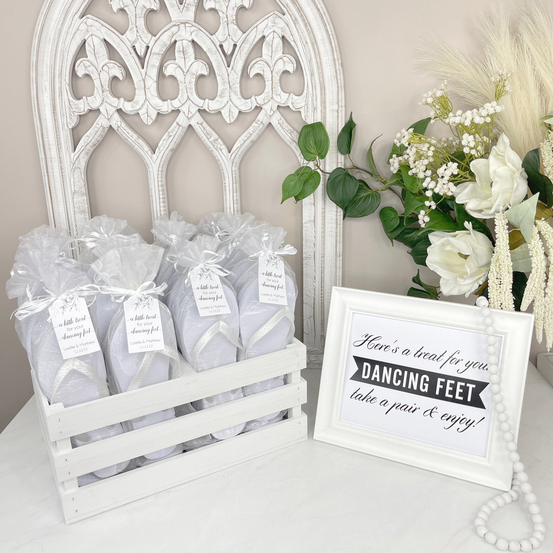 Handle Crate Bulk Flip Flops & Organza Bags Bundle (20 Pairs)