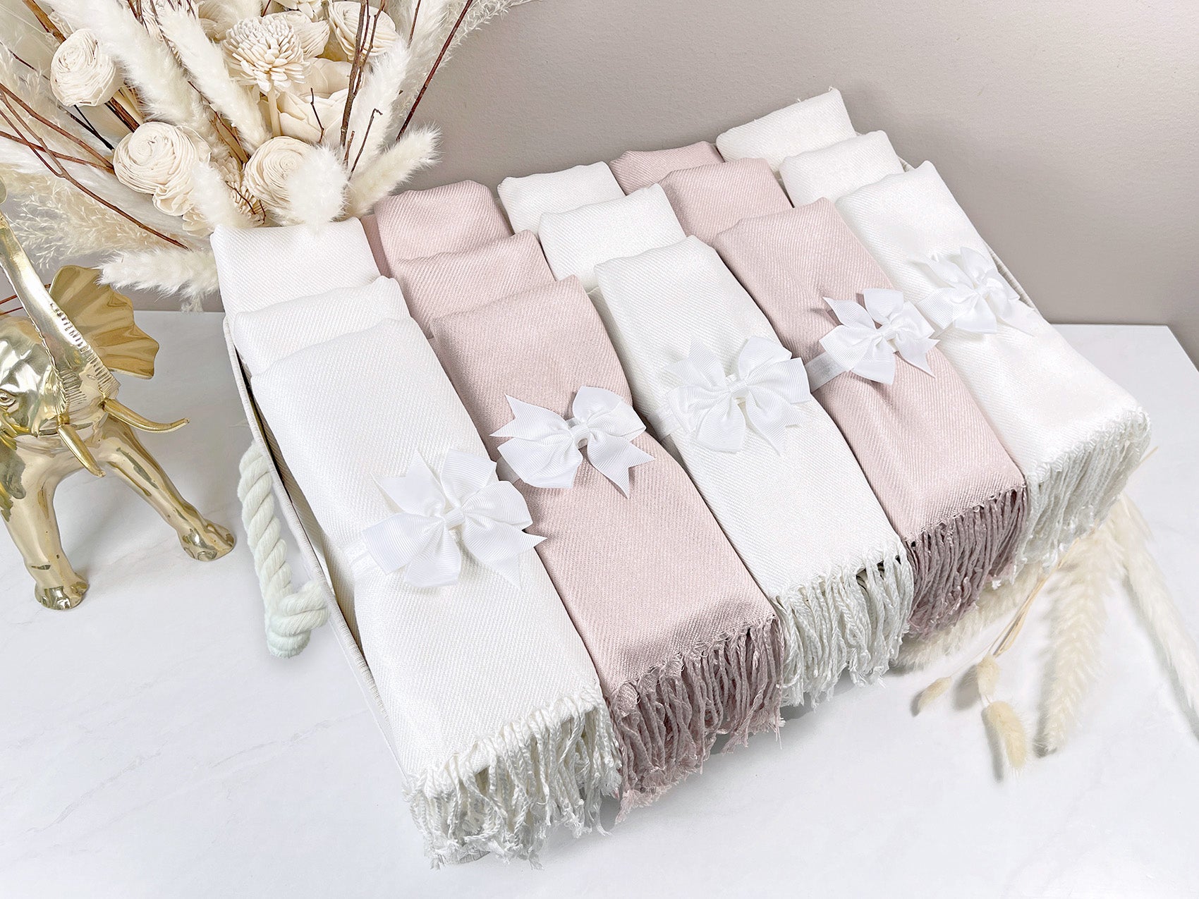 40 Pashmina Solid Neutral Bundle - Wedding Favors, Bridal Shower, Party Favor