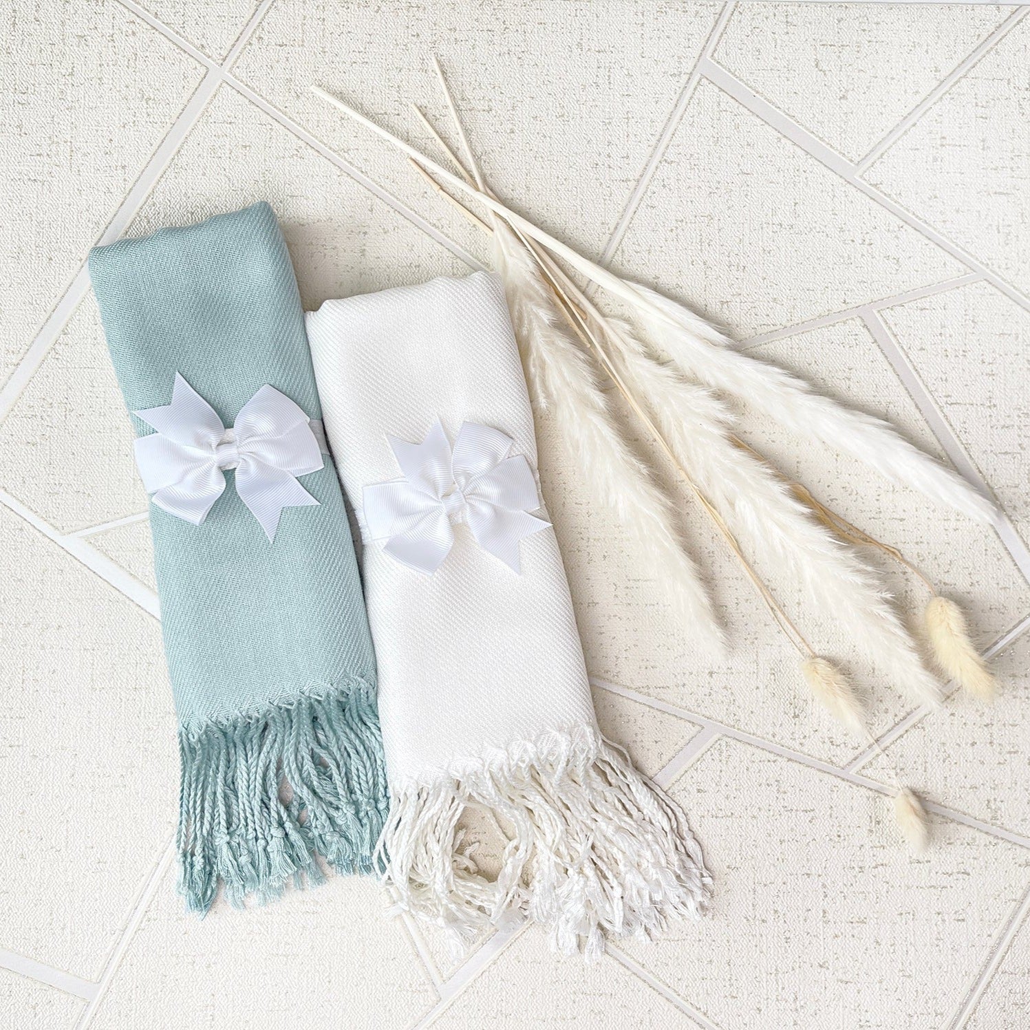 30 Sage & Ivory Pashmina Bundle - Wedding Favors, Bridal Shower, Bridesmaid Gift