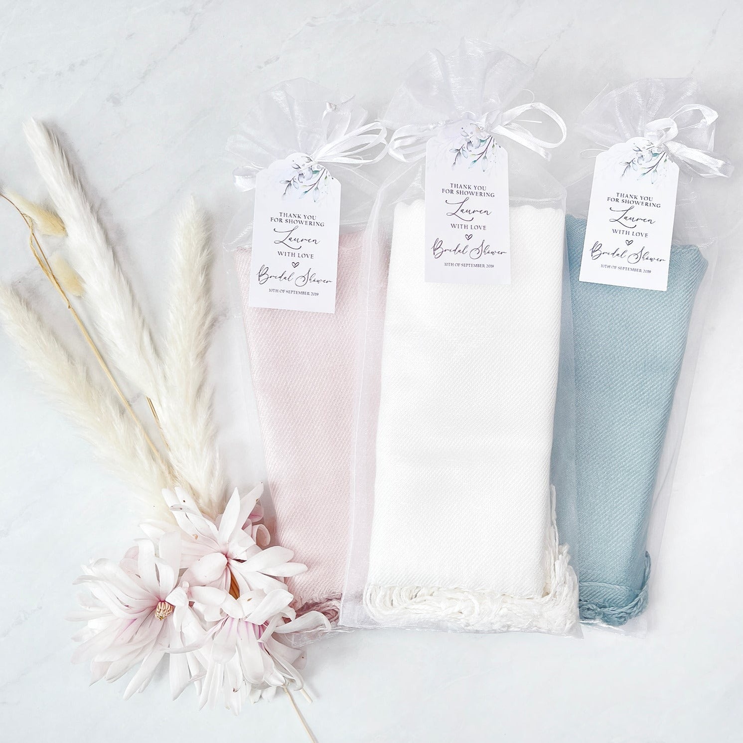 30 Ivory, Sage & Nude Organza Bag Pashmina Bundle - Wedding Favors, Bridal Shower, Bridesmaid Gift