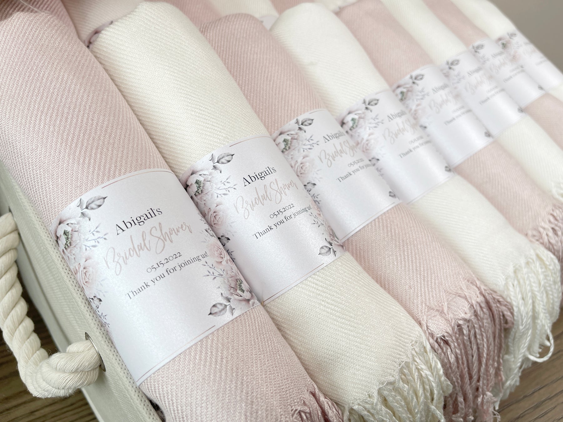 30 Ivory & Nude with Bands Pashmina Bundle - Wedding Favors, Bridal Shower, Bridesmaid Gift