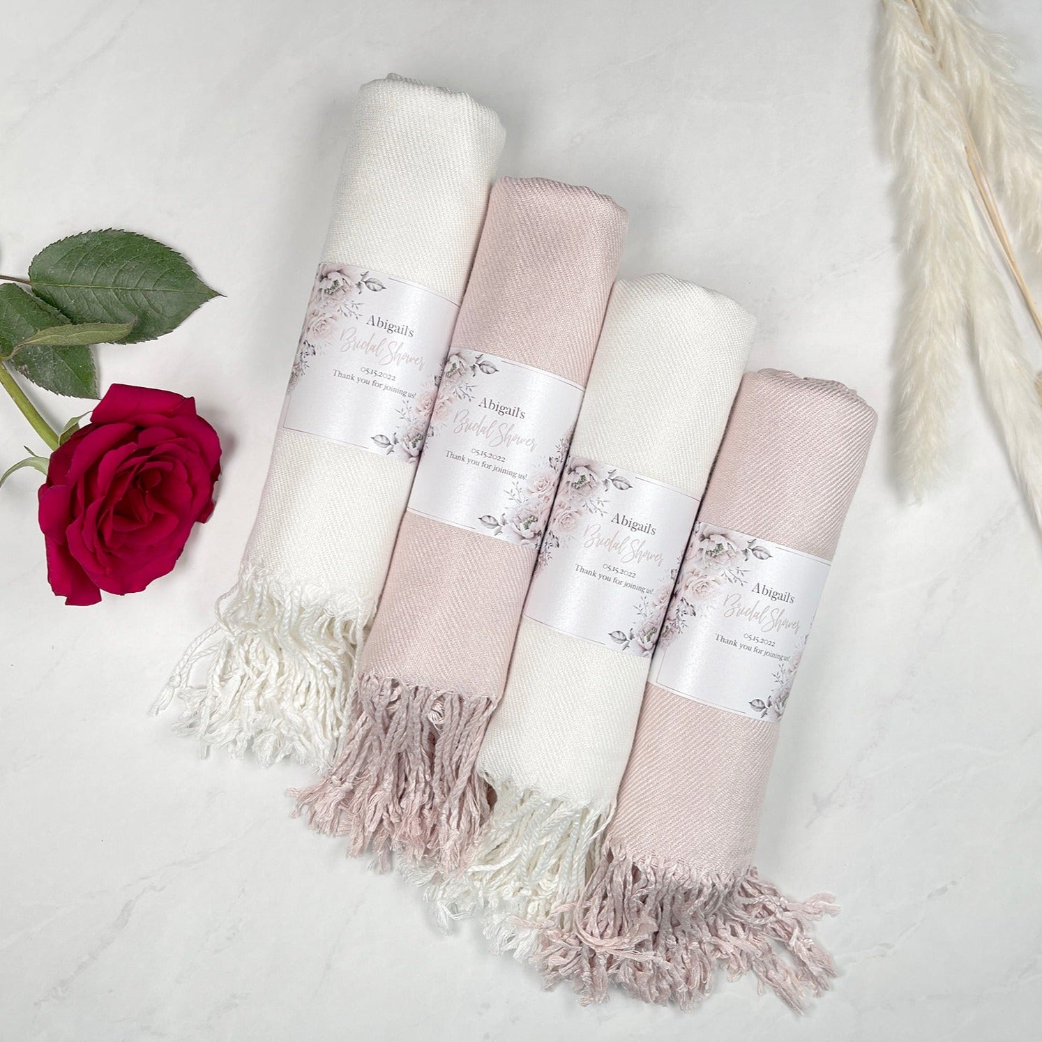 30 Ivory & Nude with Bands Pashmina Bundle - Wedding Favors, Bridal Shower, Bridesmaid Gift