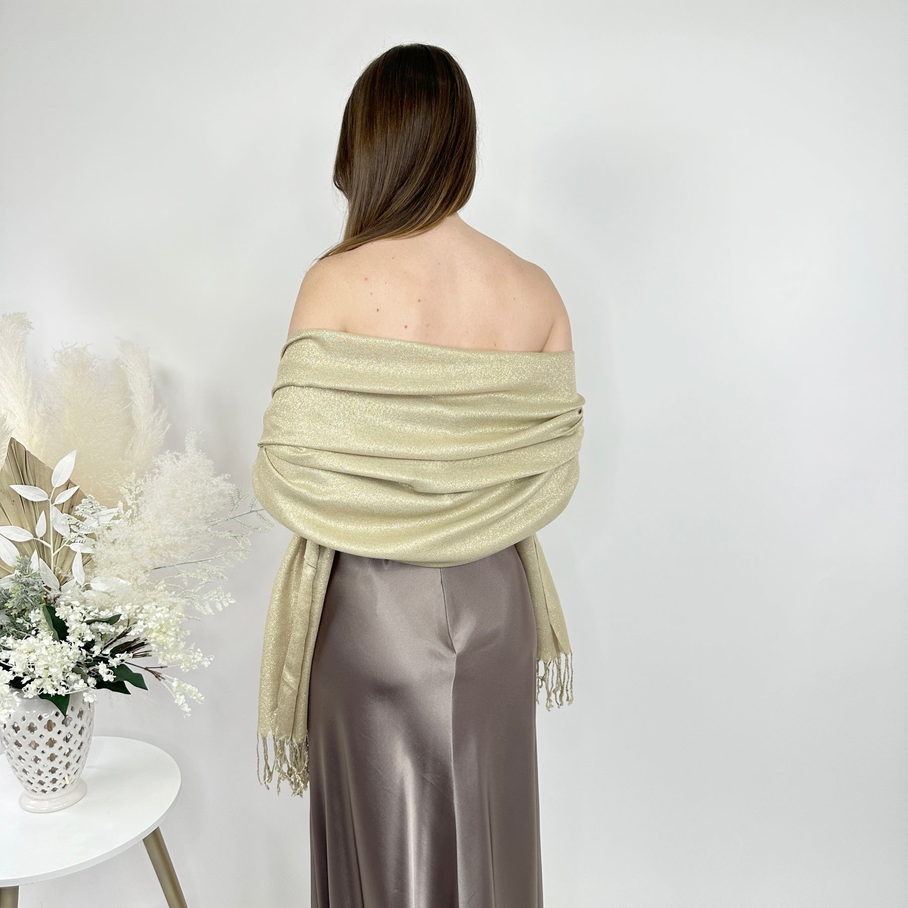 Gold Metallic Pashmina Scarf