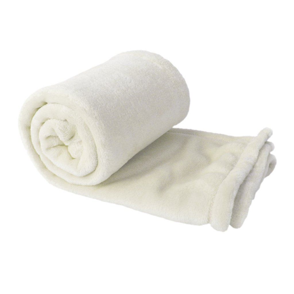 Ivory Plush Fleece Blanket Wedding Favor - Main Image