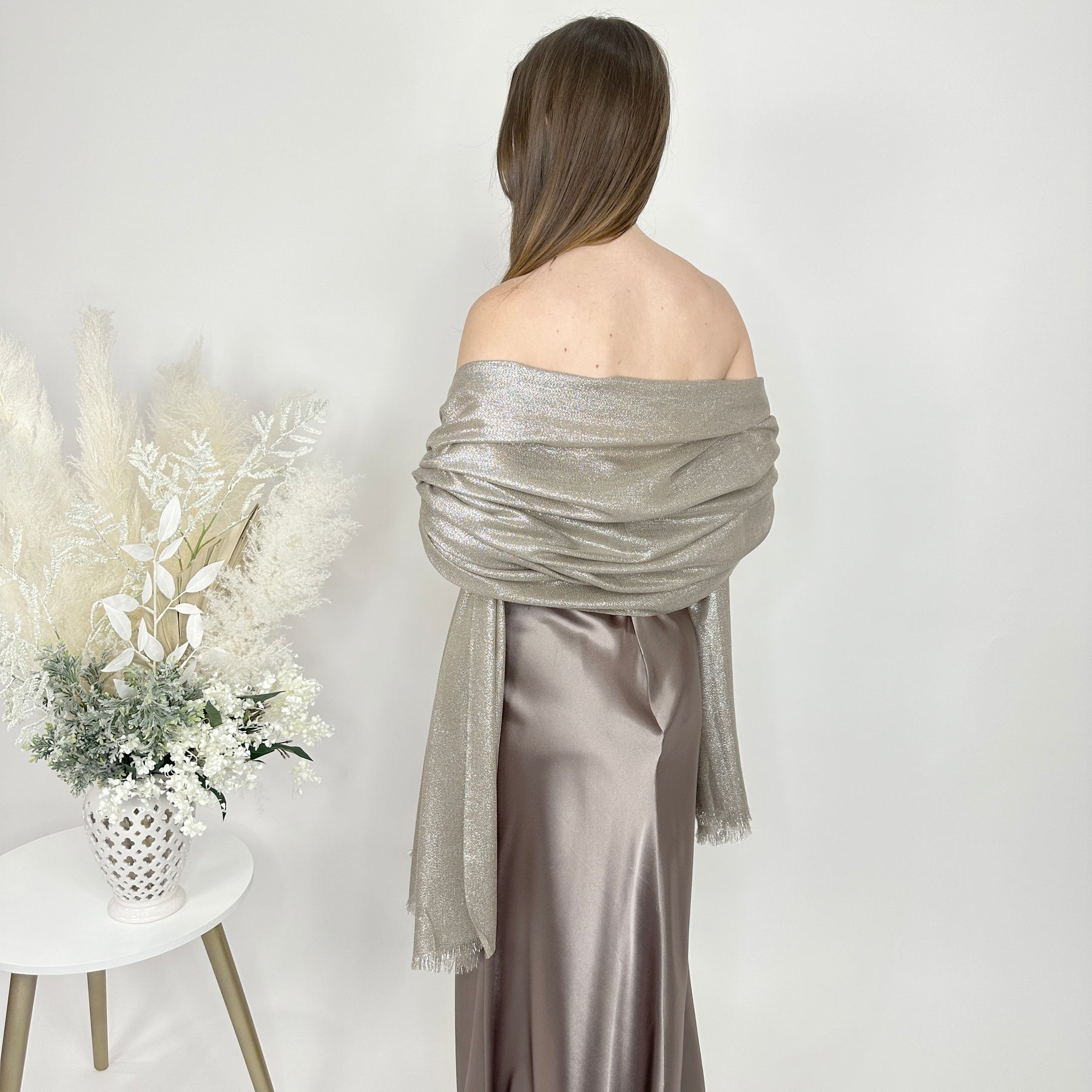 Champagne Metallic Luxury Shawl