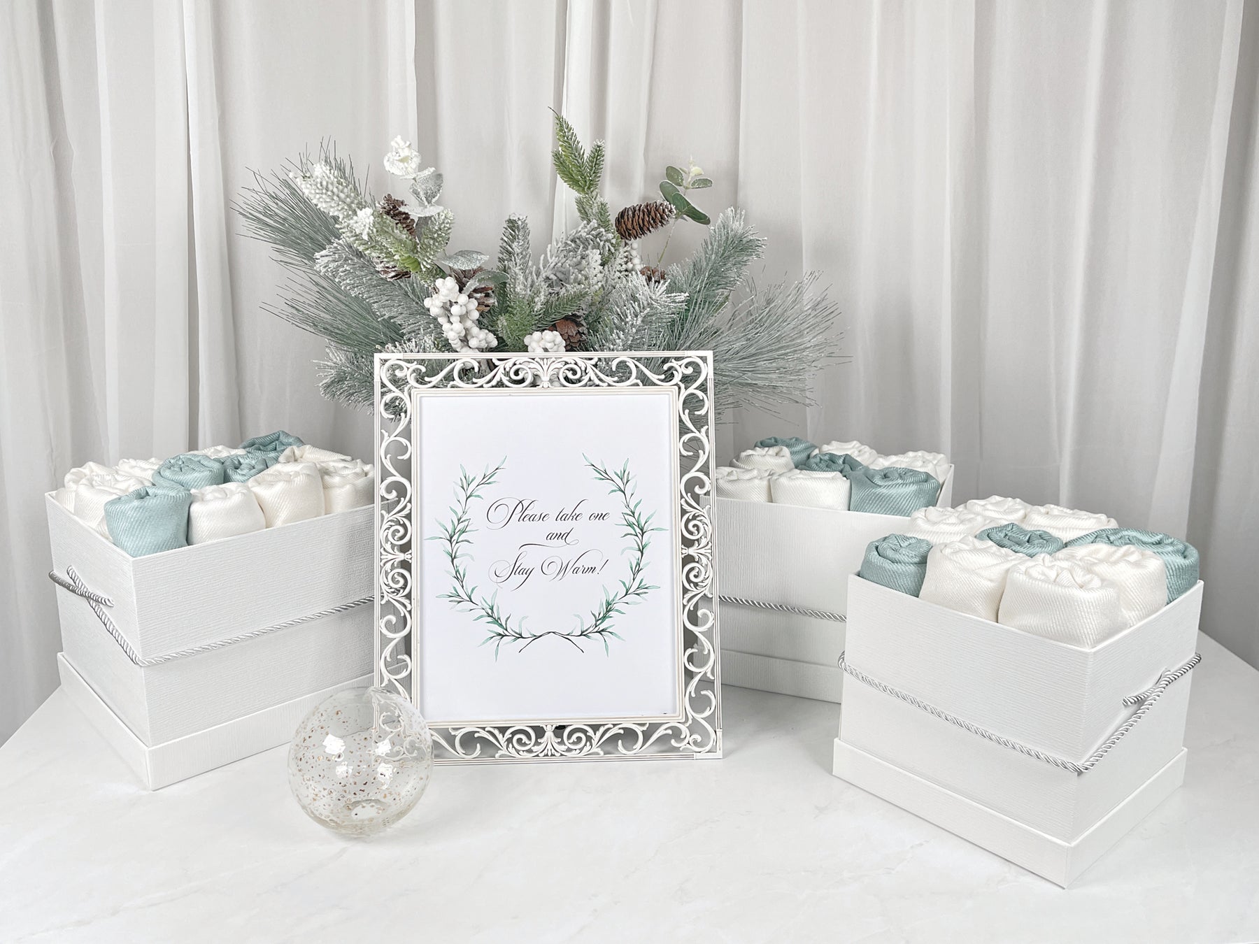 30 Sage & Ivory Pashmina Bundle Square La Fleur - Wedding Favors, Bridal Shower, Bridesmaid Gift