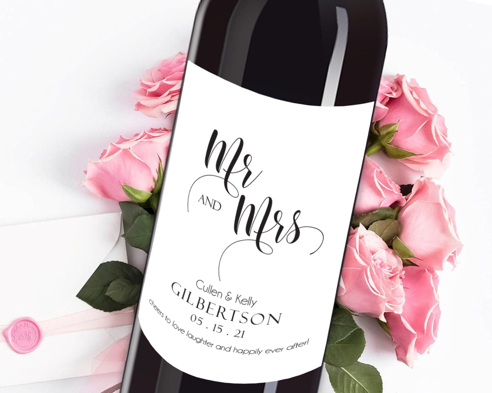 Wedding Wine Label Style 0 (No Frame/Styling) - Set of 4