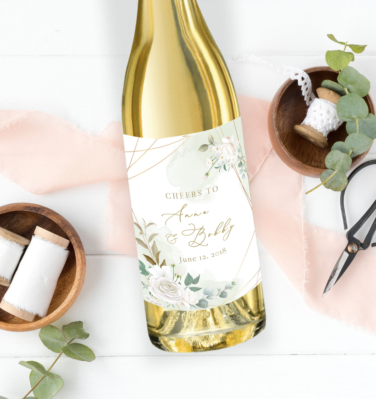 Wedding Wine Label Style 15 - Set of 2