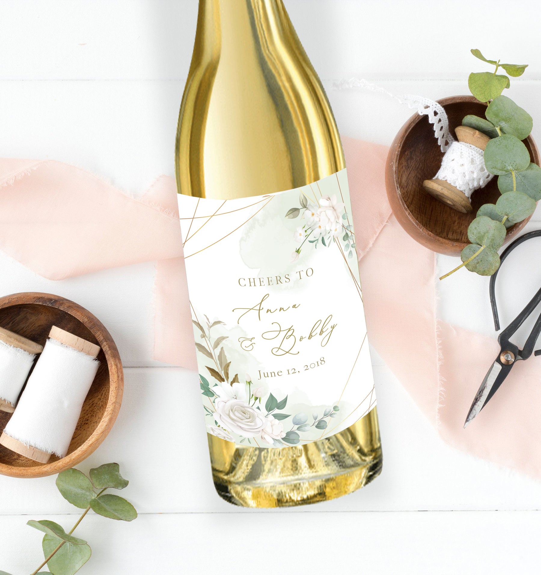 Wedding Wine Label Style 15 - Set of 2